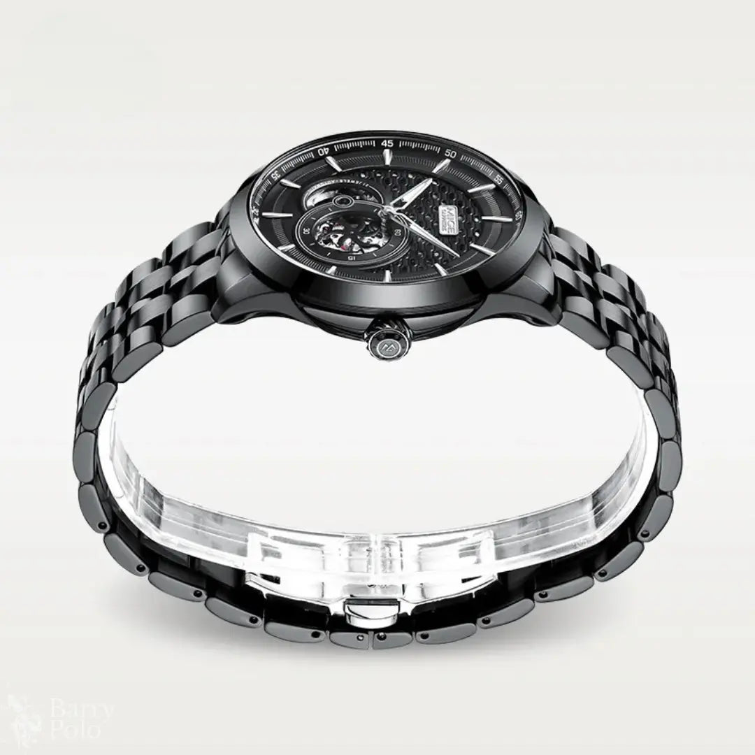 Elegant Skeleton Automatic Men's Watch with Luminous Sapphire Barry Polo