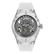 BONEST GATTI BG5807 Men's Automatic Skeleton Watch - Transparent Case, 5ATM Waterproof, Rubber Strap Barry Polo