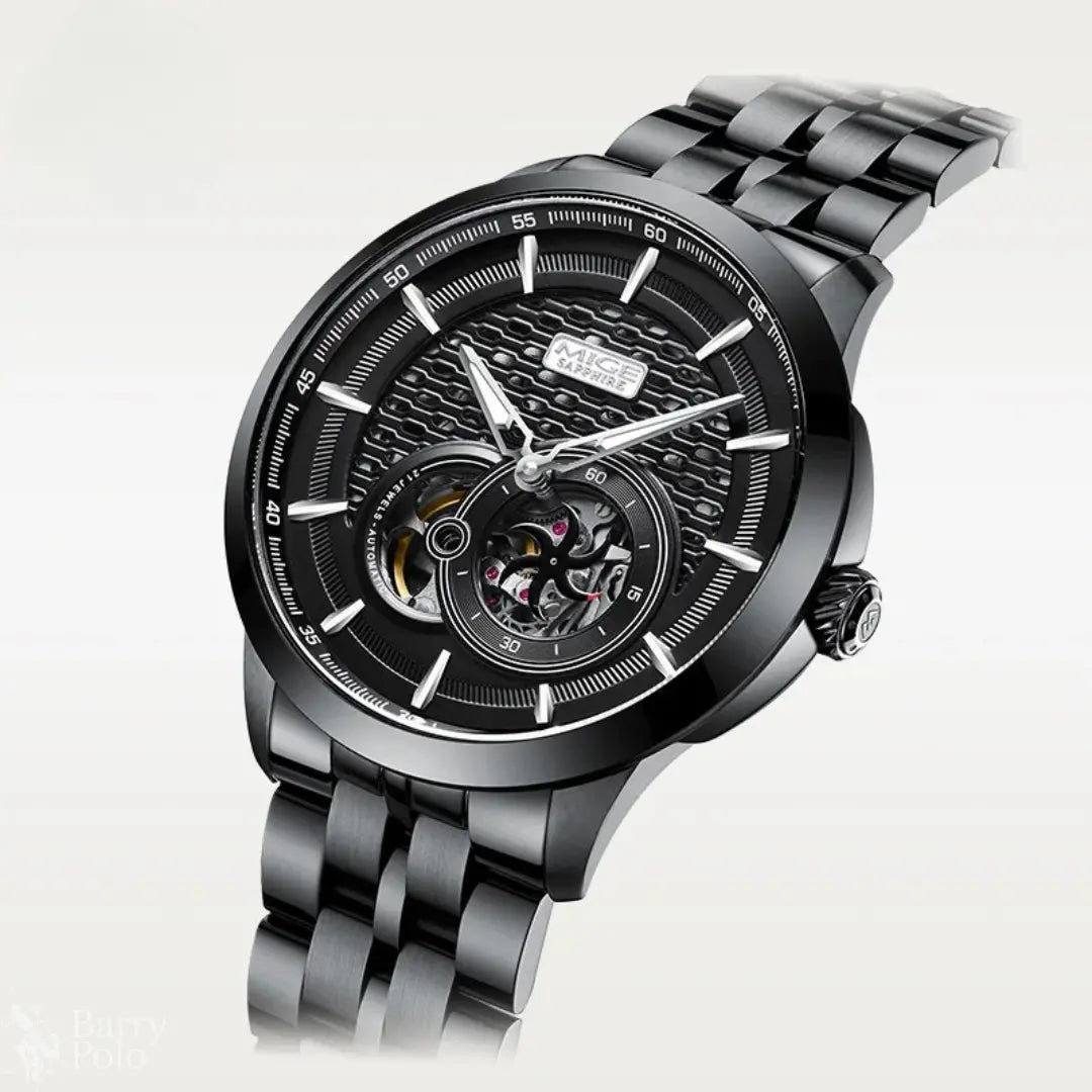 Elegant Skeleton Automatic Men's Watch with Luminous Sapphire Barry Polo