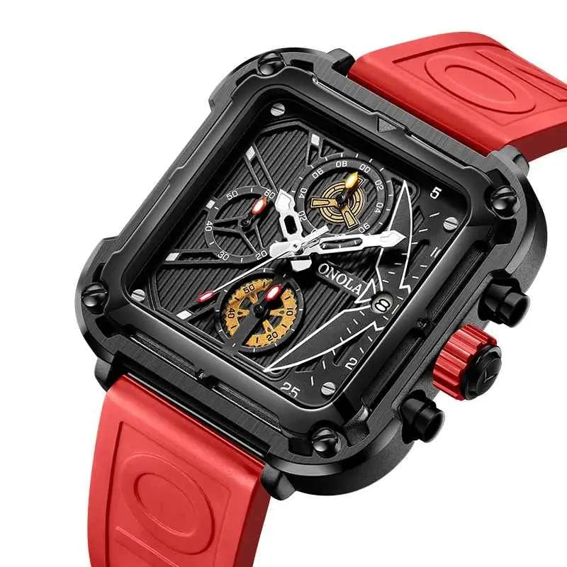 ONOLA Men's Luxury Sport Quartz Watch - Multifunctional, Waterproof, Luminous, Rubber Strap Barry Polo