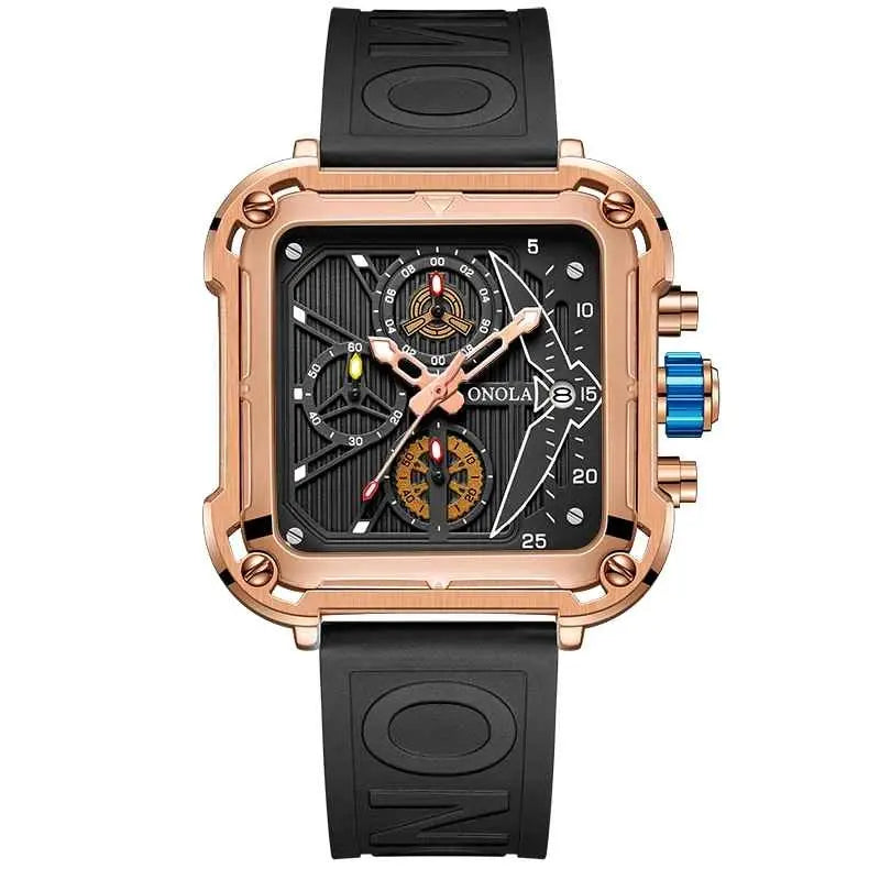 ONOLA Men's Luxury Sport Quartz Watch - Multifunctional, Waterproof, Luminous, Rubber Strap Barry Polo