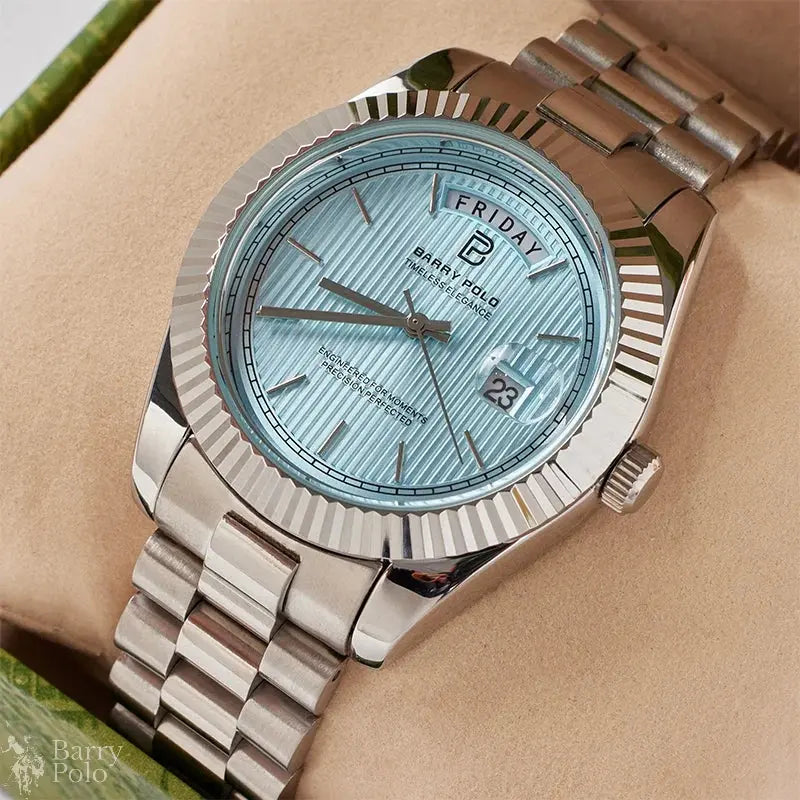 BARRY POLO Men's Luxury Quartz Watch - Auto Date, Day/Date, Shock Resistant, Stainless Steel Barry Polo