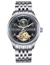 BONEST GATTI BG5808 Men's Automatic Luxury Sport Watch - Luminous Skeleton Dial, 5ATM Waterproof, Stainless Steel Barry Polo