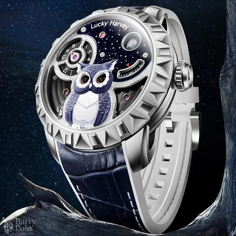 Lucky Harvey Owl Men's Automatic Luxury Watch - Sapphire Crystal, Luminous, 5ATM Waterproof, Unique Design Barry Polo