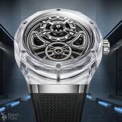 BONEST GATTI BG5807 Men's Automatic Skeleton Watch - Transparent Case, 5ATM Waterproof, Rubber Strap Barry Polo