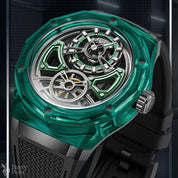 BONEST GATTI BG5807 Men's Automatic Skeleton Watch - Transparent Case, 5ATM Waterproof, Rubber Strap Barry Polo