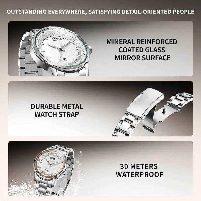 Mark Fairwhale 5038 Men's Luxury Quartz Sport Watch - Stainless Steel, Waterproof, Casual Elegance Barry Polo