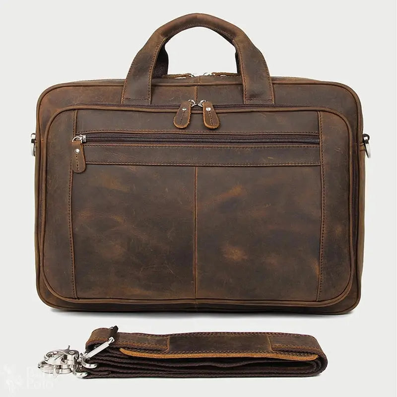 Barry Polo High-Quality Crazy Horse Leather Men’s Briefcase - 17" Laptop Bag Barry Polo