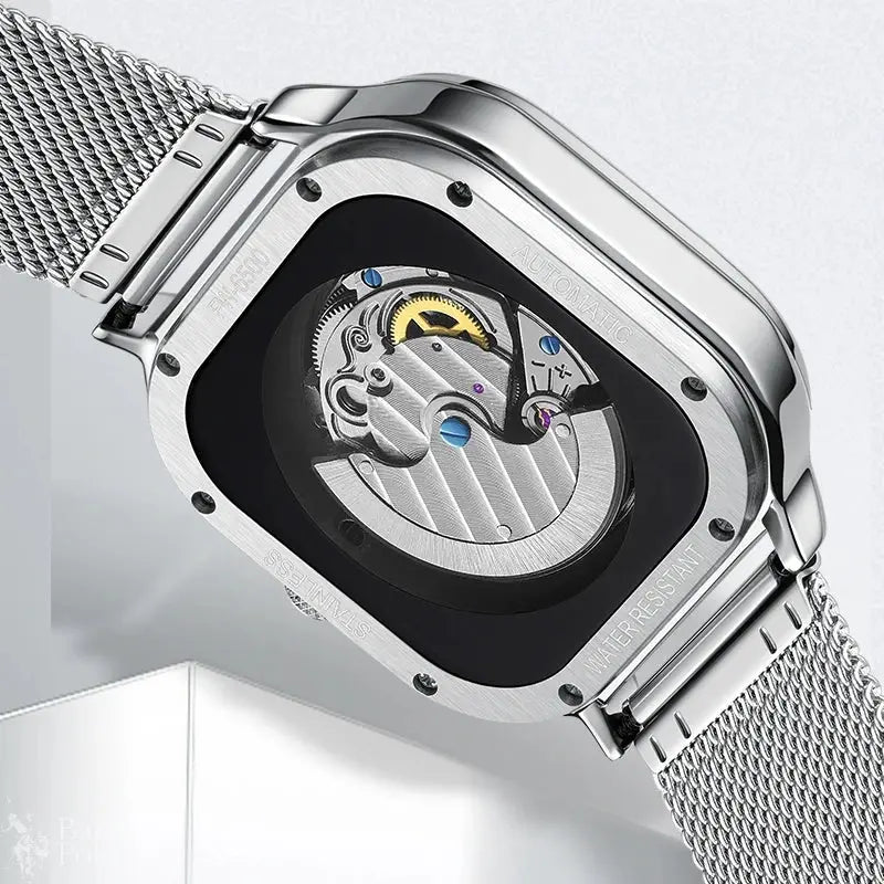 Mark Fairwhale 6500 Men Automatic Watch Square Luxury Watches Waterproof Luminous Skeleton Fashion Mechanical Wristwatch