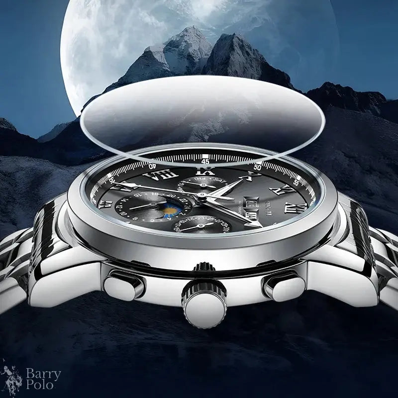 Mark Fairwhale Automatic Movement Watch Luxury Chronograph Moon Phase Calendar Waterproof Mechanical Watches for Men