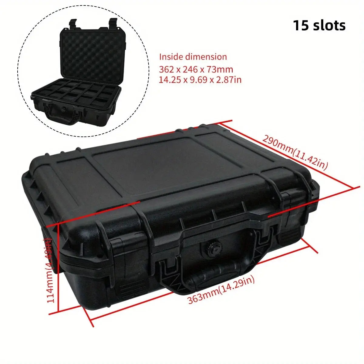 15 Slots Waterproof Watch Box,Collection Watch Antique Portable Moisture-proof Mildew-proof Protective Safety Case With Sponge
