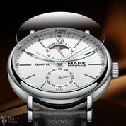 Mark Fairwhale Brand 5800 Luxury New Simple Quartz Watch High Quality Leather Strap Waterproof Luminous Moon Phase Mens Watches