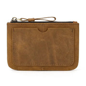Little Coin Purse Genuine Leather Real Cowhide Men's Leather Short Wallet Mini Purse Men Women Key Wallet Card Zip With Key Ring