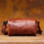 Barry Polo Retro Leather Men’s Messenger Bag - Hand-Painted Bucket Backpack Barry Polo