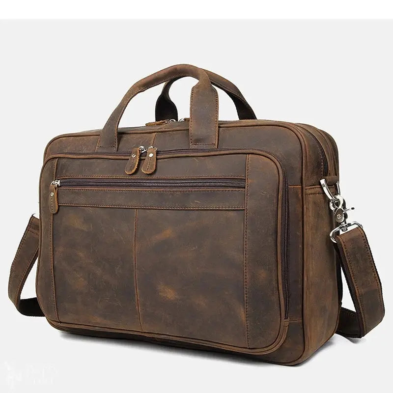 Barry Polo High-Quality Crazy Horse Leather Men’s Briefcase - 17" Laptop Bag Barry Polo